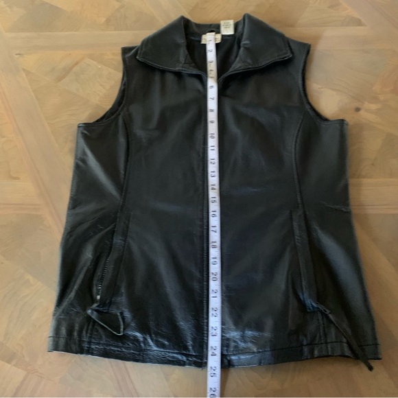 Reflections Spiegel black genuine leather sleeveless vest full zipper lined 6 - Picture 10 of 12
